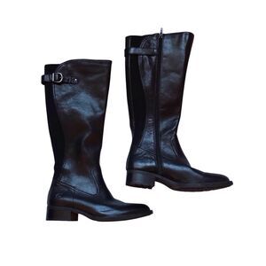Born Boots Womens SZ 6M BLK‎ Carran Riding Leather Knee High Side Zip Comfort